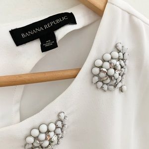 Banana Republic white beaded blouse